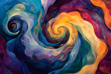 Cosmic Dance, Abstract Swirls and Colors Forming a Visionary Pattern, Representing the Dynamic Energy and Infinite Possibilities of the Universe