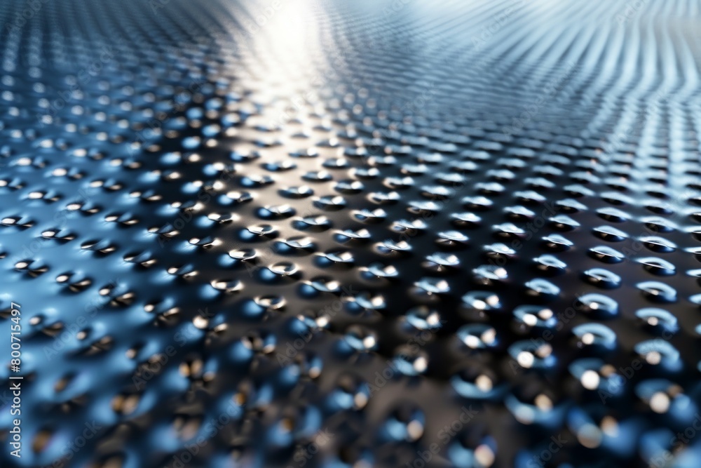 Poster a close up of a shiny, metallic surface with many small dots