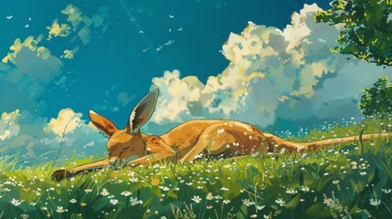 kangaroo sleeping on grass