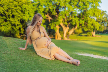 pregnant woman finds joy and serenity, relishing a tranquil moment outdoors during her pregnancy journey