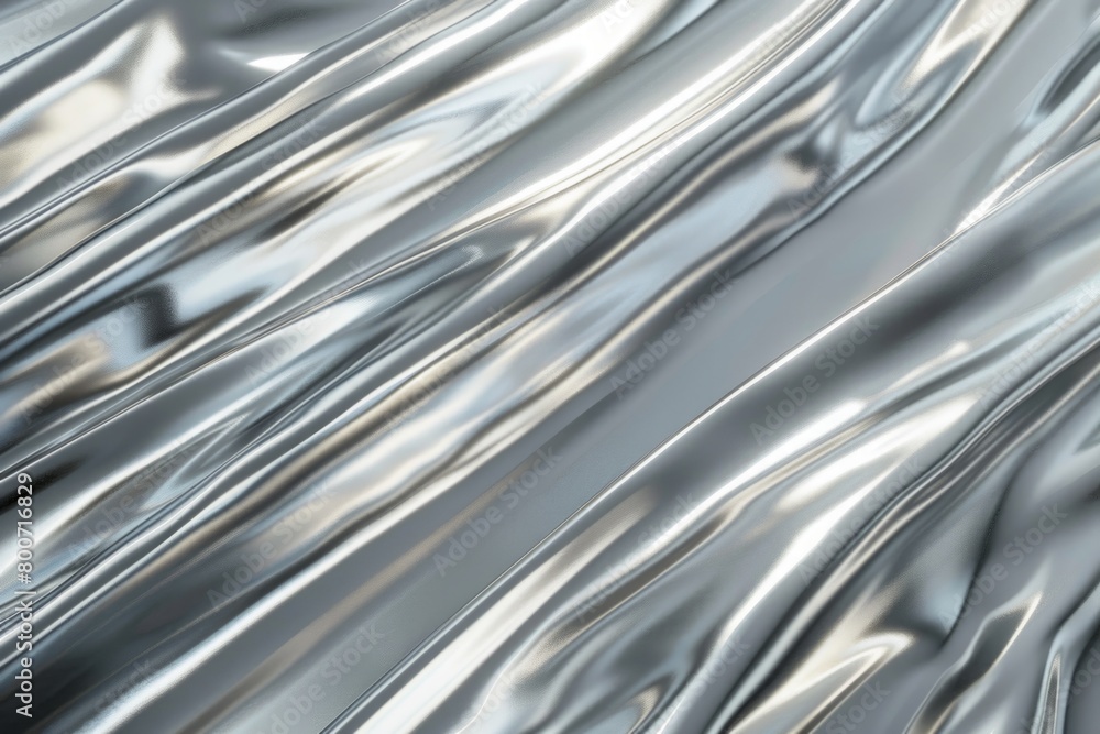 Poster A shiny silver fabric with a pattern of lines