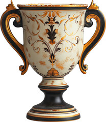 Fototapeta na wymiar Antique ceramic trophy cup isolated.