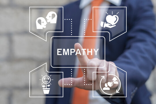 Empathy concept. Power of emotional intelligent, soft skill development. Empathy in workplace, good leaders and managers to help company persevere through challenging time, favorable situation.
