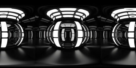 Fototapeta premium 12K HDRI ABSTRACT, PANORAMA, SPHERICAL, ENVIRONMENT, BLACK BACKGROUND, LED AND NEON LIGTH MODERN.