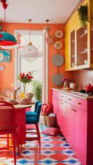 Vertical Eclectic Kitsch Kitchen Wonderland, background for cellphone, mobile phone, ios, android, instagram stories	