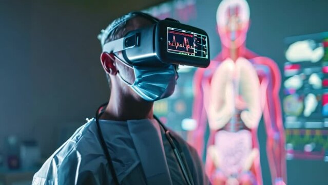 Medical Professional Using VR Technology for Advanced Training