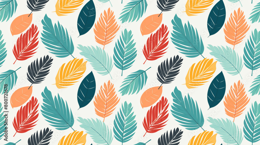 Canvas Prints A seamless pattern of colorful tropical leaves.