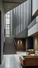 Vertical Urban Interior Design: Contemporary Brutalism, background for cellphone, mobile phone, ios, android, instagram stories