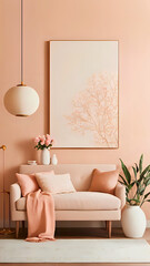 Peach Fuzz-inspired Living Space: Modern Elegance, background for cellphone, mobile phone, ios, android, instagram stories
