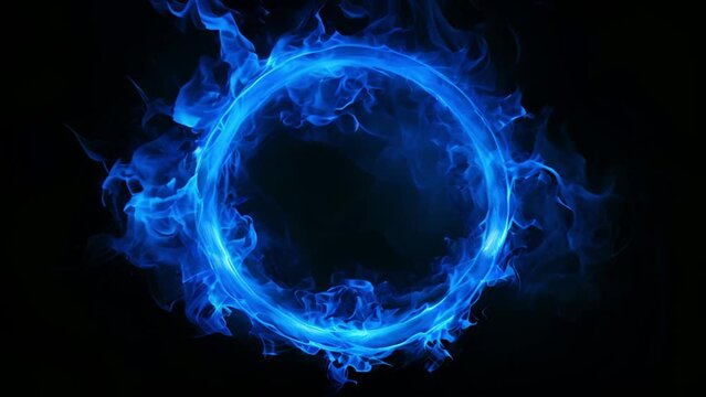 Ring of Blue Fire on Black Background
