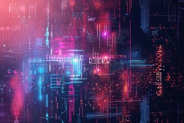 Obraz premium Digital Transformation, System Engineering and Programming Abstract Background AI Generated Illustration