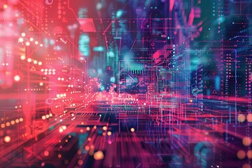 Obraz premium Digital Transformation, System Engineering and Programming Abstract Background AI Generated Illustration