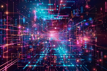 Fototapeta premium Digital Transformation, System Engineering and Programming Abstract Background AI Generated Illustration