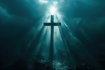 Fototapeta premium Christian Greeting Card Template Background, Generative AI