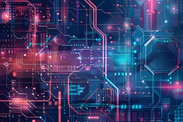 Obraz premium Digital Transformation, System Engineering and Programming Abstract Background AI Generated Illustration