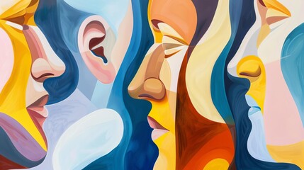 Abstract artwork depicting the challenges and triumphs of living with hearing loss - obrazy, fototapety, plakaty
