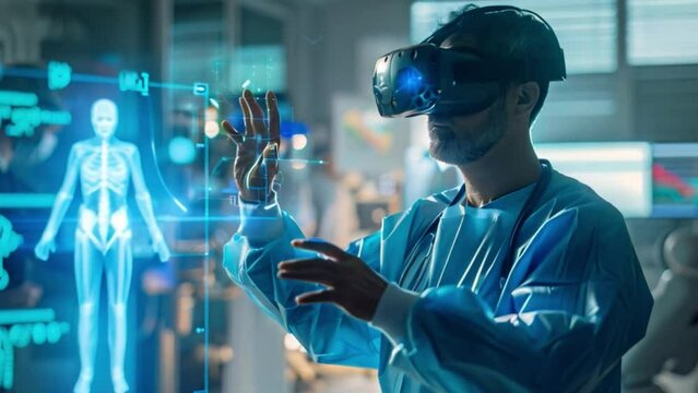 Healthcare Professional Using Virtual Reality for Medical Training