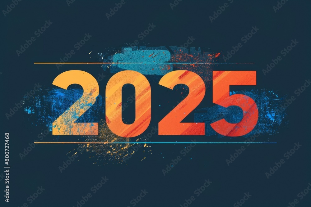 Poster numbers 2025 new year concept. background with selective focus and copy space