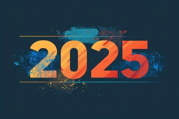 Numbers 2025 new year concept. Background with selective focus and copy space