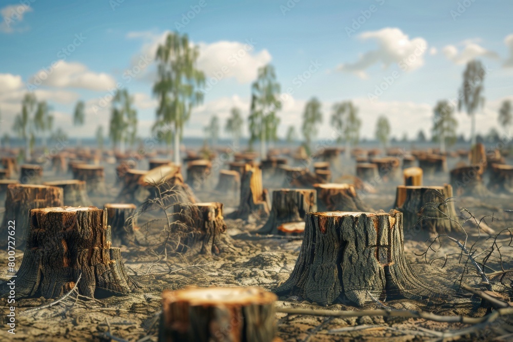 Poster stump from felled tree in drought concept. record summer heat. background of the consequences of env
