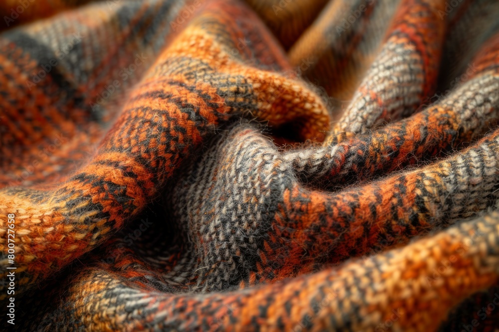 Poster a piece of fabric with a checkered pattern and a brown and gray color