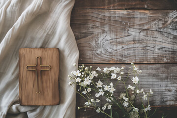 Fototapeta premium Christian Greeting Card Template Background, Generative AI