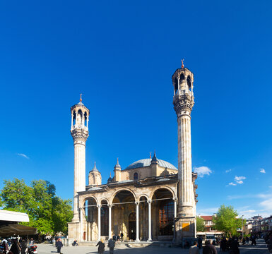 External view of Aziziye Mosque in Konya, Turkey. Ottoman architecture mosque.
