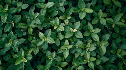 top view of vibrant green foliage on plain background