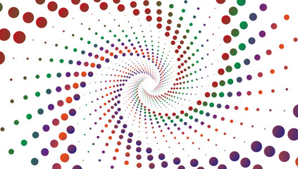 Espiral de c&iacute;rculos de colores sobre fondo blanco
