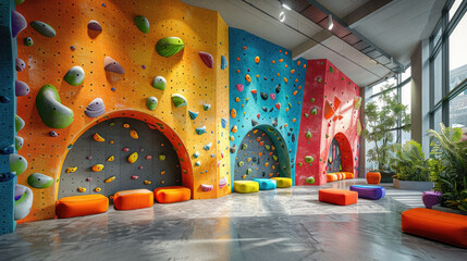fun and bold interior design climbing wall 