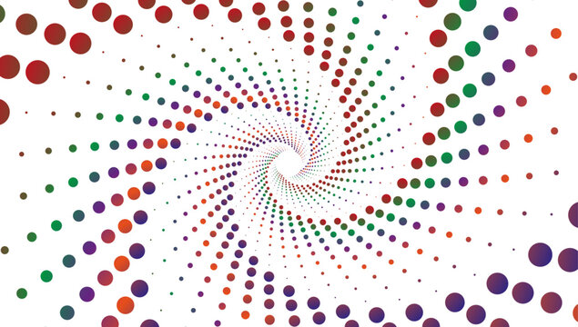 Espiral de c&iacute;rculos de colores sobre fondo blanco