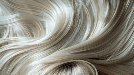 Closeup of smooth icy blonde hair texture