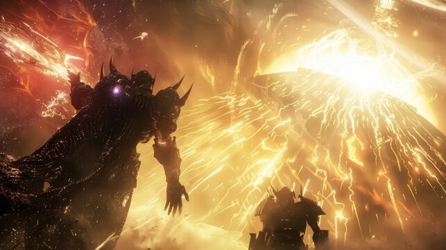 In a realm shrouded in darkness two titans of light and darkness engage in an endless struggle for supremacy. With every strike bursts . .