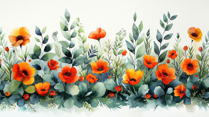 watercolor field of poppies