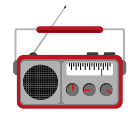 Vector e ilustración de antigua radio. Icono Retro. 