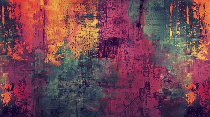 a colorful abstract painting featuring a red, orange, yellow, and green color scheme the painting i