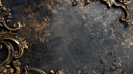 Aged black surface with ornate gold embellishments