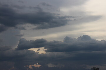 Stormy rain clouds background. Dark sky