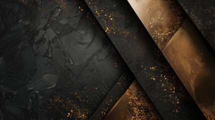Abstract black and gold background with textured layers