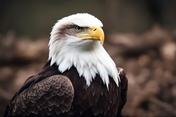 Obraz premium 'leucocephalus american bald eagle haliaeetus america animal beak bird feather flying freedom hunter majestic nature prey of strength symbol us white wildlife wing'