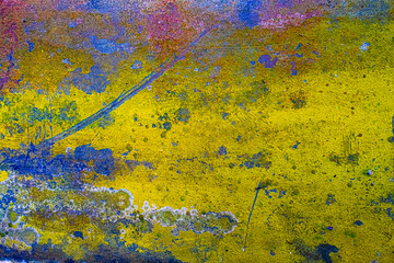 Dirty painted concrete wall with mildew stains texture