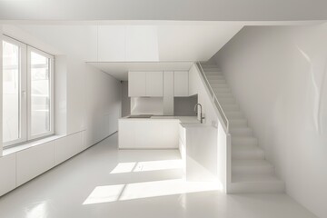 White Clean and Bright: Luxury Minimalism in Open-Concept Kitchen Design