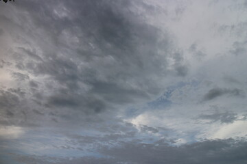 cloudy sky with rare dark gray clouds with threat of rain