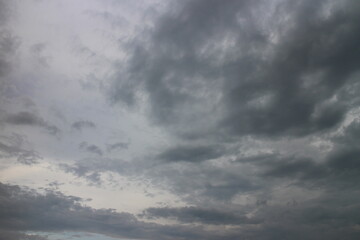 cloudy sky with rare dark gray clouds with threat of rain