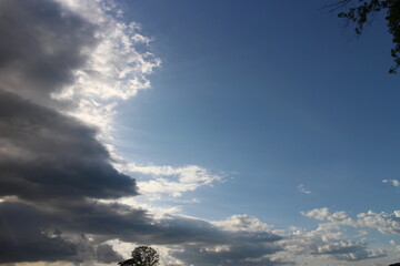 cloudy sky with rare dark gray clouds with threat of rain