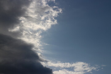 cloudy sky with rare dark gray clouds with threat of rain