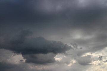 cloudy sky with rare dark gray clouds with threat of rain