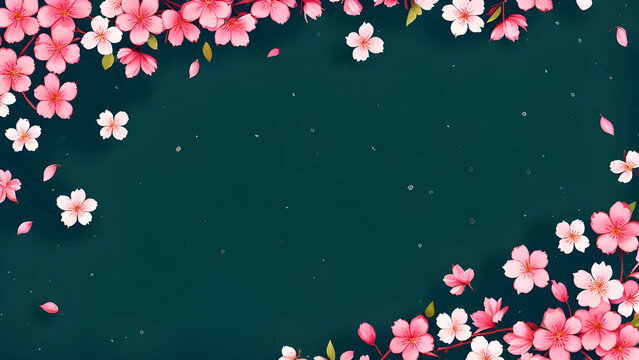 cherry blossom backgrounds for theme,dark,black,pink,Generative AI