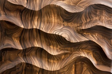 Naklejka premium Waves and Loops Textured Walnut Wood Grain Detail: Hardwood Rustic Finish
