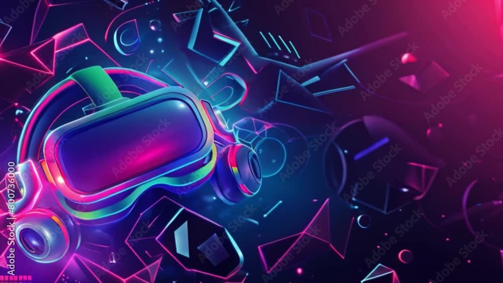 Poster virtual reality headset on colorful background